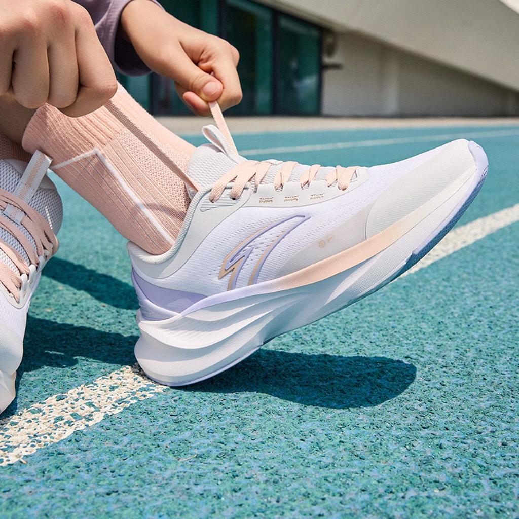 Anta Intercity Comfortable Outdoor Shock Absorbing Wear Resistant Low Top Casual Running Shoes Women Sneaker Gray White Purple 122445507-3