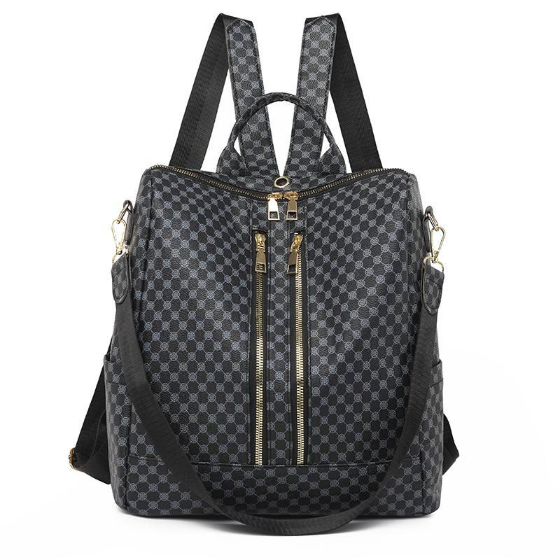 Kožený batoh Dámská cestovní taška s velkokapacitním potiskem