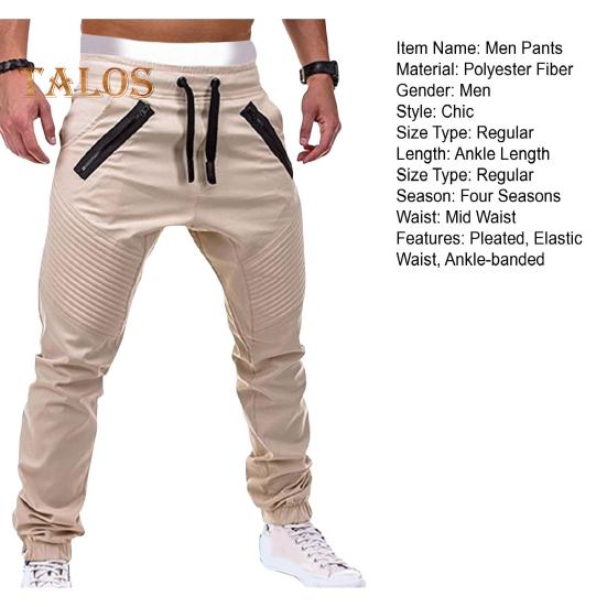 Winterhose für Herren, Kordelzug, elastische Taille, mit Taschen, Reißverschluss-Dekor, Jogger, lockere Knöchel-Bündchen, einfarbig, Outdoor-Hose, Plissee-Jogginghose