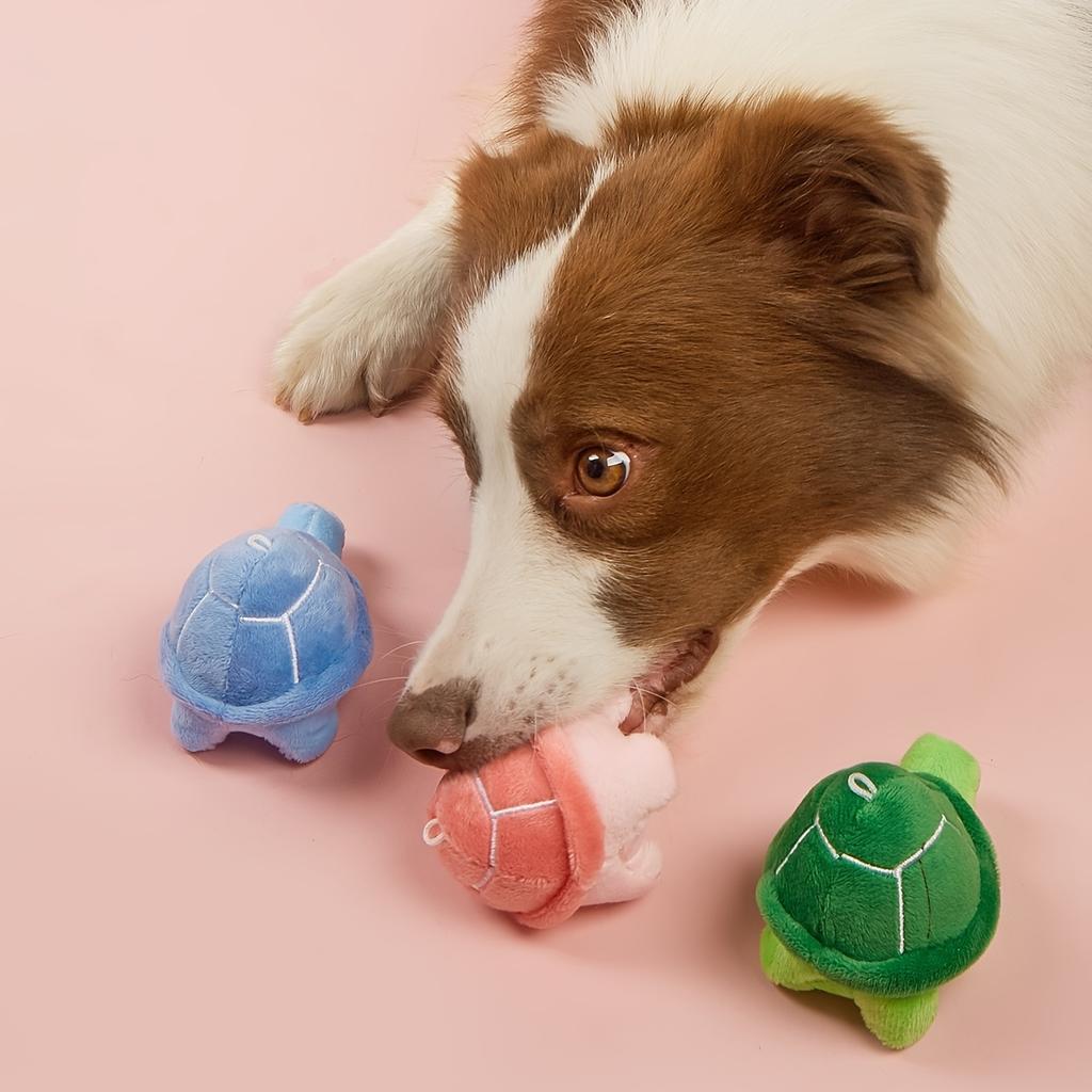 1 Stück Zufällige Farbe Schildkrötenförmiges Plüschtier für Hunde zum Zähneknirschen und Zähneputzen für interaktives Spiel