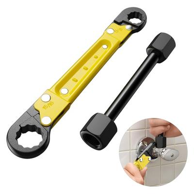 Angle Block Removal Wrench Tool Double-Ended Ratcheting Plumber Wrench Non-Slip Grip Pipe Angle Stop Wrench Kit