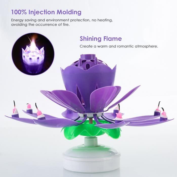 Figurine pour gâteau - Innovantes - Fleur De Lotus - Musicale - Tournante - Avec 8 Bougies