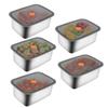Plate Stainless Steel Food Container 1500/2500ML Thick Tray Fresh-keep Food Fruit Lid Sealed Storage Box Kitchen Fridge Organize