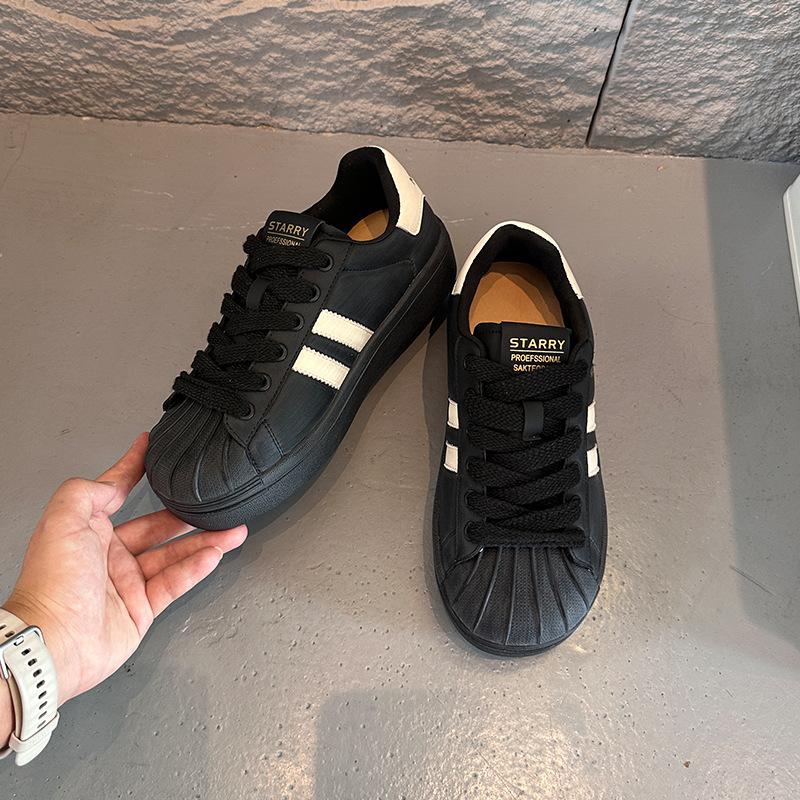 Color-polished leather little white shoes women's 2025 autumn new flat-bottomed sports shell head women's shoes are not tired of casual shoes