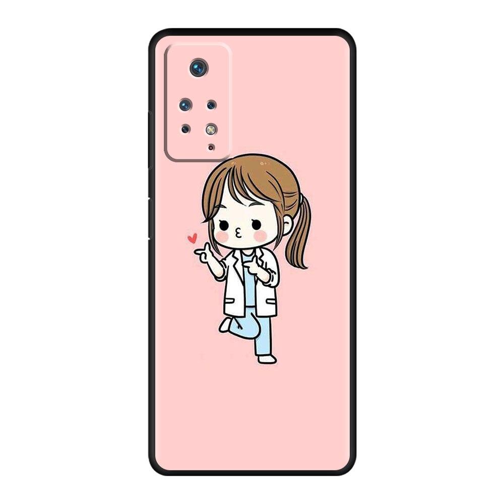 

Для Redmi Note 9A 11 Pro K40 9T 7 10 8 9S 9 9C 8T K40S 10C черный стильный телефон Funda Nurse Medical Medicine Redmi Note 7