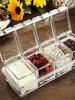 Box of condiments transparent, set of 4 storage containers of condiments, glass with spoon, container for pepper, spice, organiz