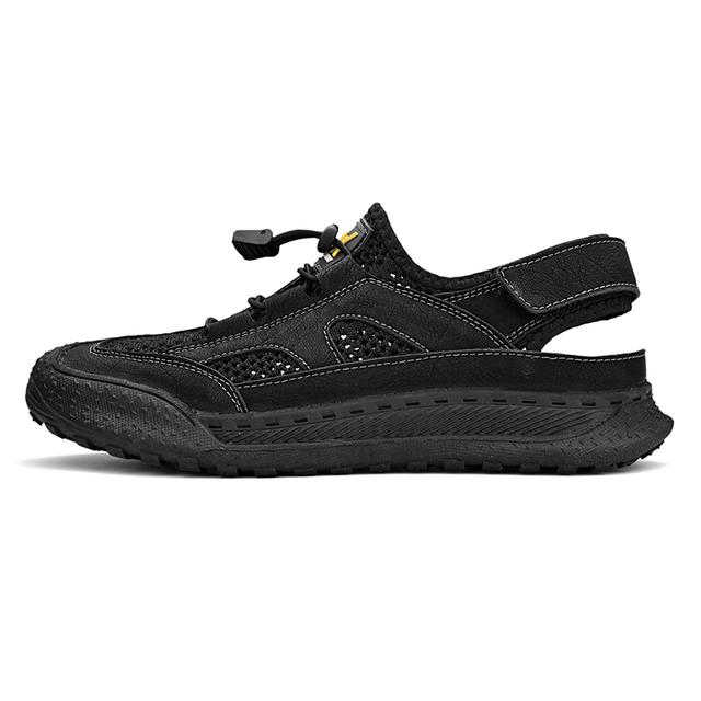 Модная дышащая сетчатая обувь, нескользящие мужские мягкие спортивные сандалии, удобные мужские уличные кроссовки, легкие мужские походные сандалии 38 чёрный