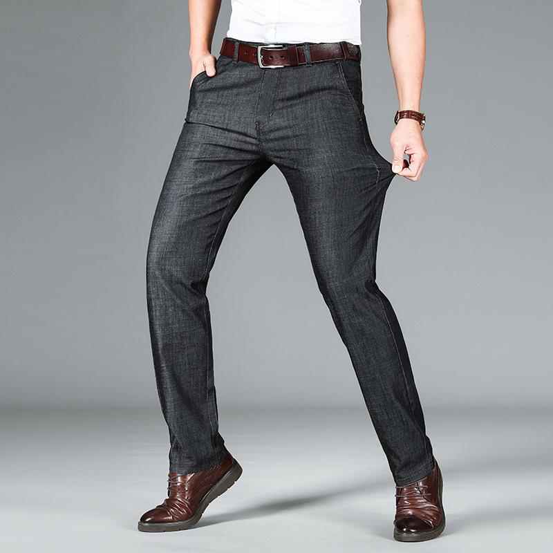 Tencel Herren Leichte High-Waist Ice Silk Jeans für den Sommer