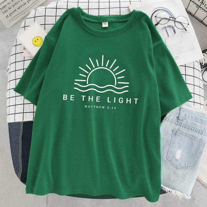 

Будь светом, Мэтью 5:14 принтов женские футболки летние хлопковые футболки уличные хип-хоп короткие рукава дышащая уличная футболка 4XL