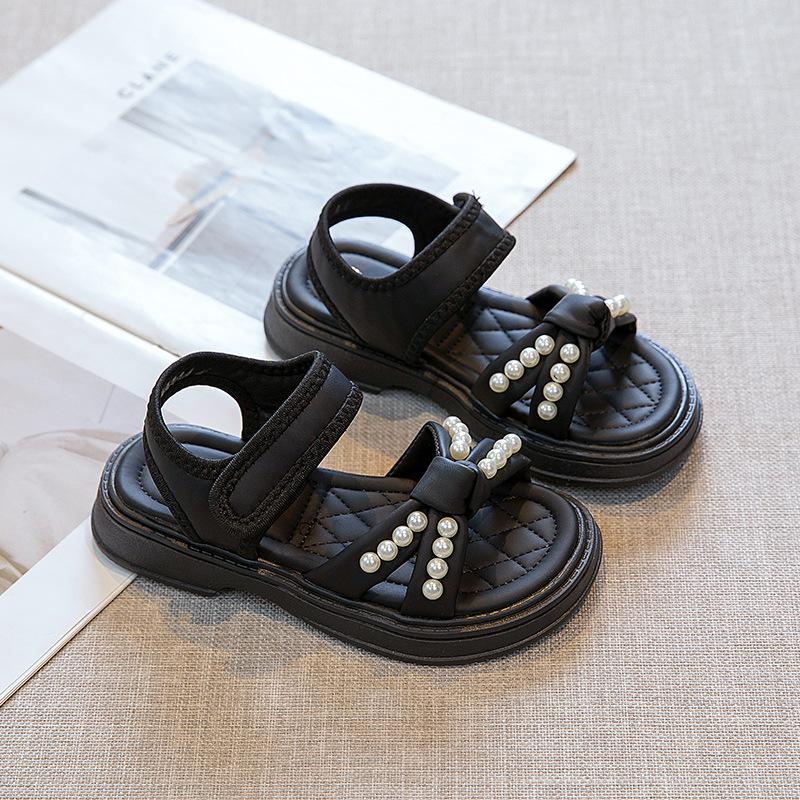 Little girl sandals 2025 girls summer new pearl children's shoes girls foreign princess shoes non-slip beach