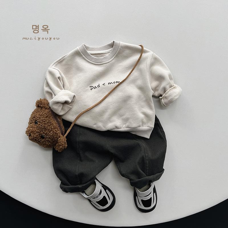 Kids Printed Fleece Lined Pullover Sweatshirt Unisex Long Sleeve Winter Children Top