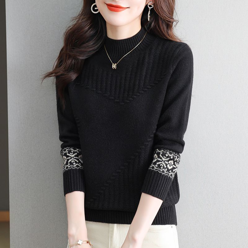 Темпераментная водолазка, Внутренний свитер, Пуловер в западном стиле для осени и зимы, Женский вязаный топ свободного кроя с толстой круглой горловиной, Базовая рубашка XXXXL