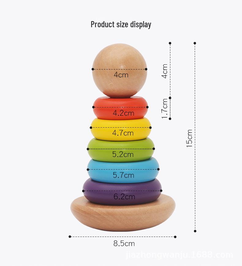 Children's Educational Toy Set: Wooden Building Blocks, Bead Maze, Shape Matching, and Rainbow Stacking Tower.