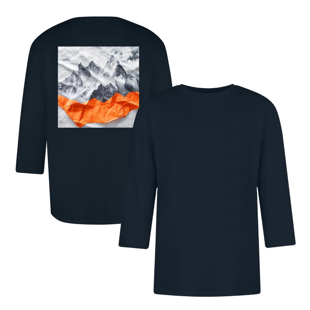 Men's Casual and Fashionable Printed Round-neck Three-quarter Sleeve Top T-shirt