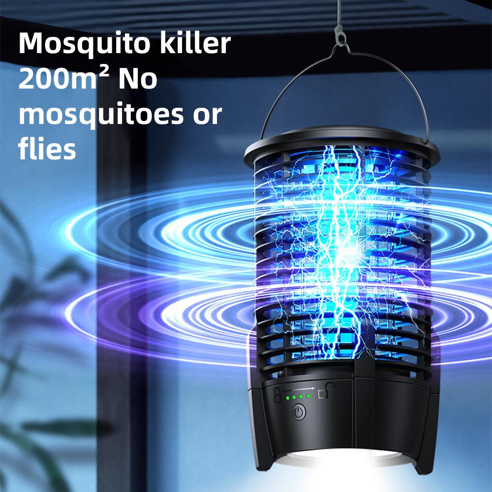 2-in-1 Portable Camping Light and Mosquito Zapper 2000V Electric Bug Zapper Outdoor Lamp Built-in