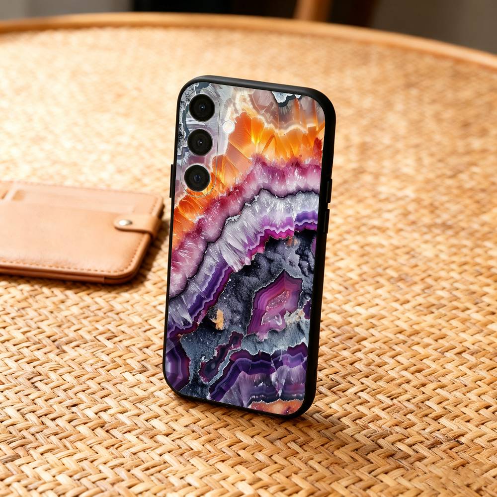 G-Glitter Art Marble Pattern Phone Case For Samsung  A73,72,71,A52,51,40,41,A22,A32,31,A13, Soft Black Shell