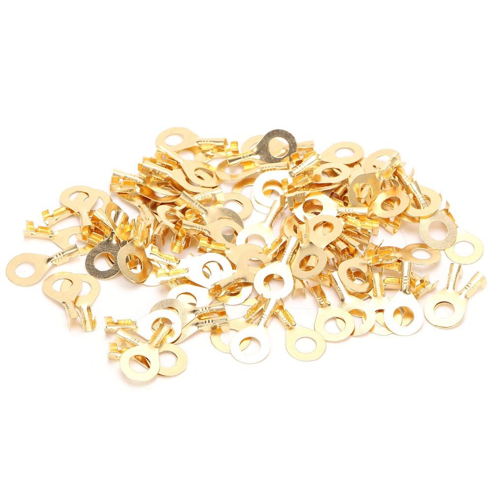 100Pcs Sturdy Structure Eye Terminal Brass Ring Cold Pressed Terminal  Low-frequency Working