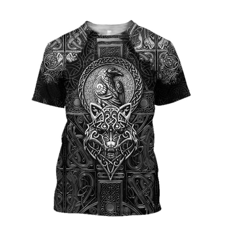 

Мужские футболки большого размера с 3D принтом викингов, летние повседневные футболки с круглым вырезом и короткими рукавами, уличные футболки унисекс, топы L