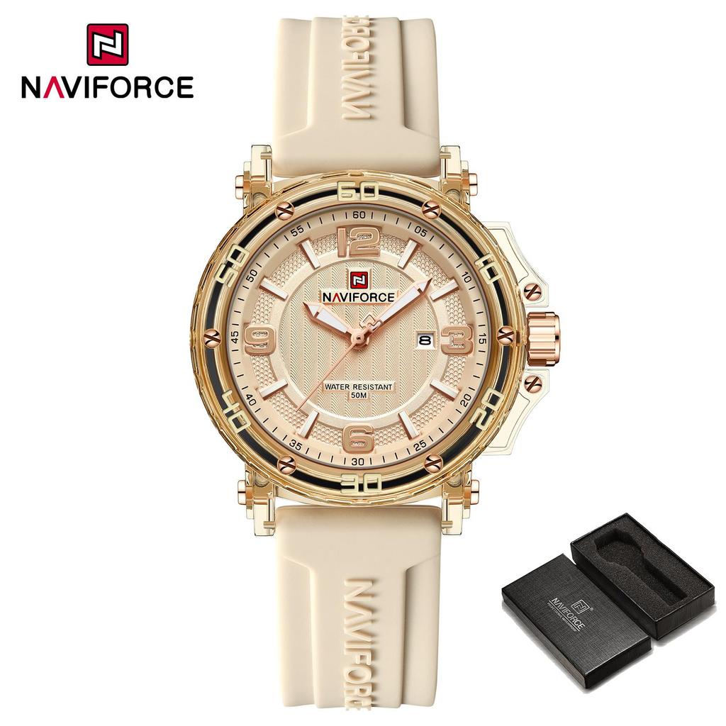 NAVIFORCE Original Women's Calendar Watch Lightweight Fashion Quartz Watch 50m Waterproof Luminous Pointer Women's Casual Watch NF7125