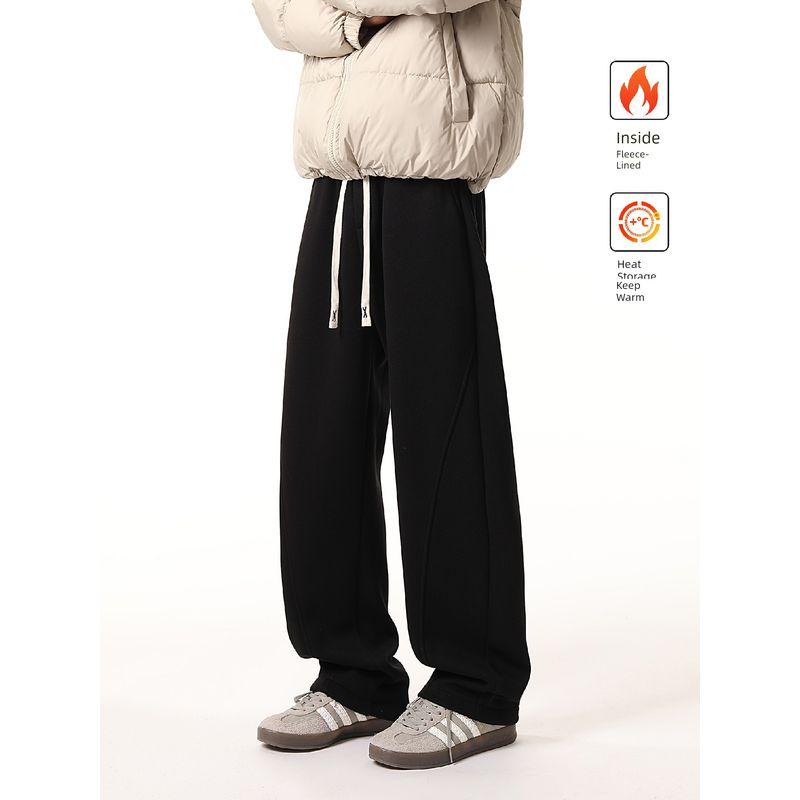 51 Hip-hop Winter Fleece-lined Thickened Casual Trousers Boys Retro American Machete Pants Loose Sports Wide Leg Sweatpants