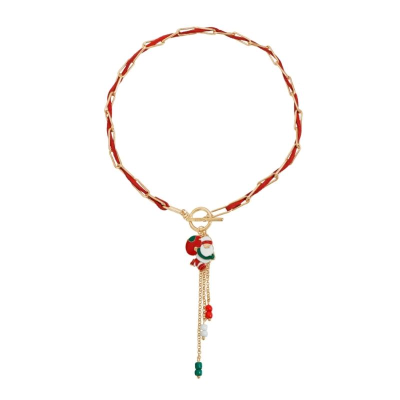 

Festive Santa Claus Pendant Necklace Secure OT Clasp Neckchain Alloy Jewelry for Holiday and Daily Outfits 1
