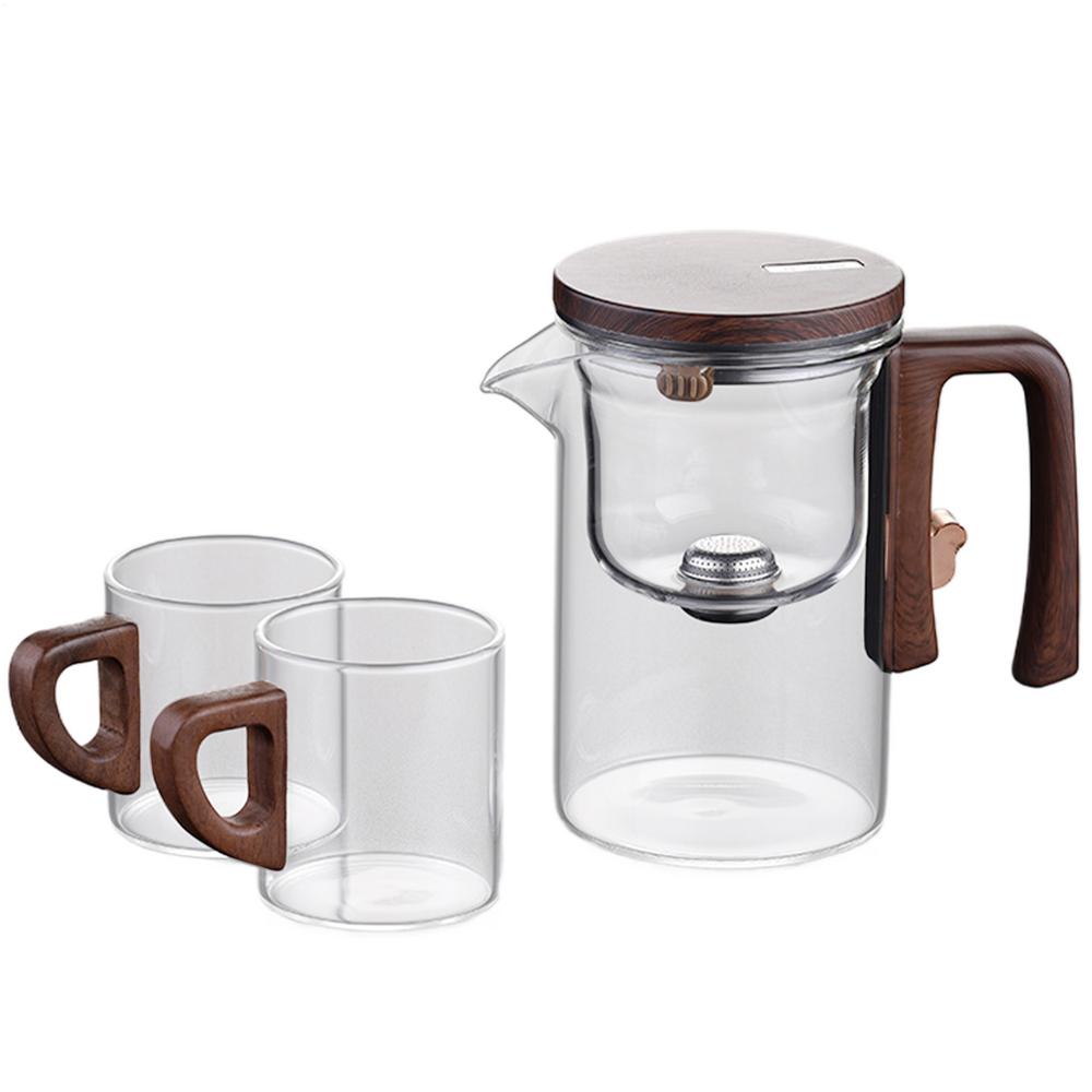 Glass Tea Pot Kettle Infuser 520ML/720ML Teapot Water Separation Inner Magnet One Click Magnetic Switchs Tea Filtration Cup Set