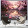 2D Spring Garden Tapestry, Colorful Flowers & Butterflies Wall Hanging