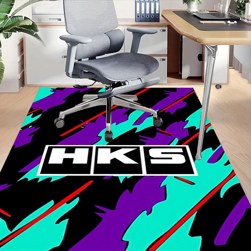 1pc HKS Home Office, Durable Polyester Floor Mat with Easy, Office Decor, Urban Style, Nonslip Backing