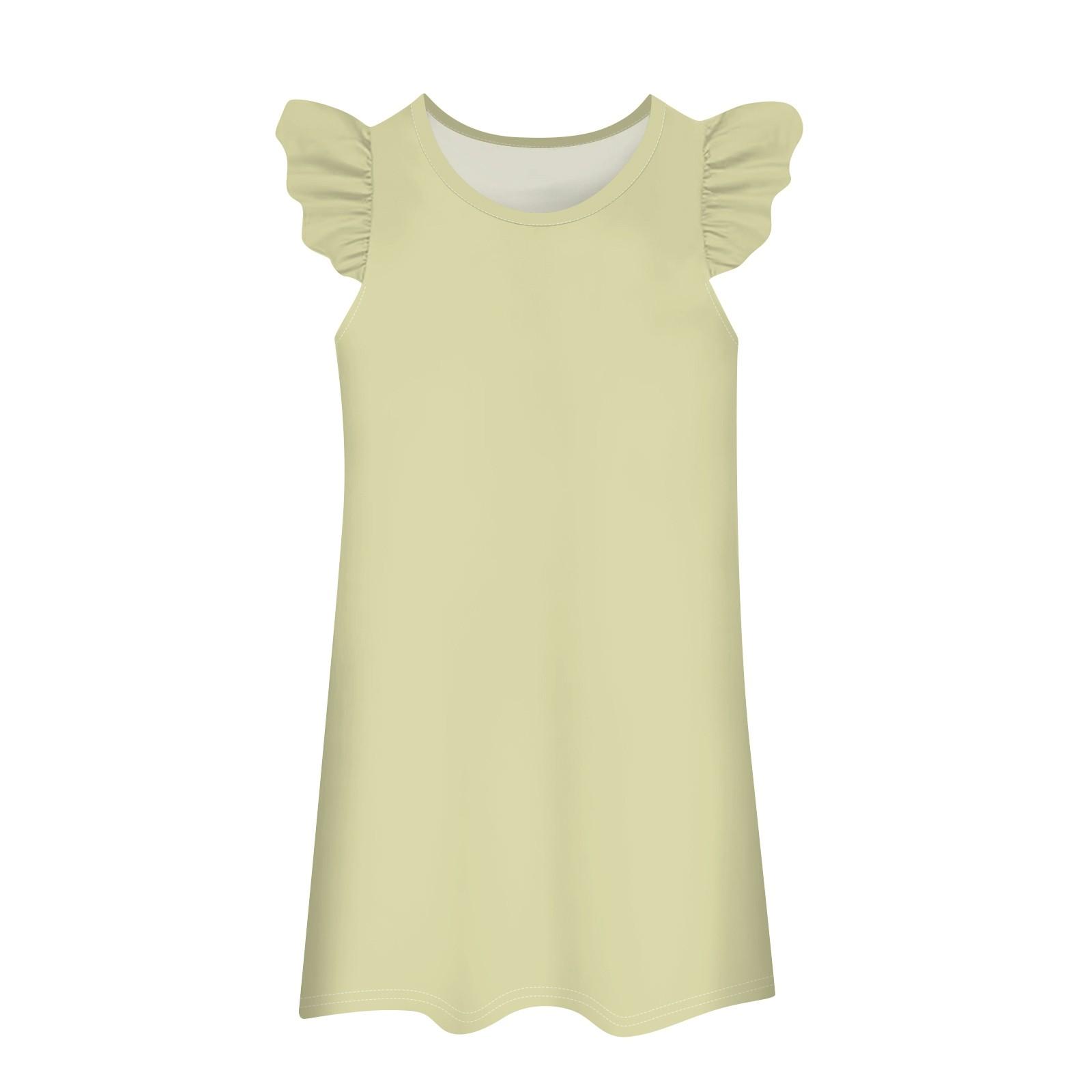 

Детское платье, юбка с развевающимися рукавами, однотонное повседневное платье 100 бежевый