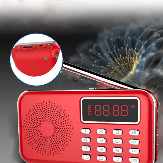 Y-619 Digital Radio LED Display Noise Cancelling PW-cut Memory 2 Inch 3W USB/TF/AUX Mini MP3 Player for the Aged