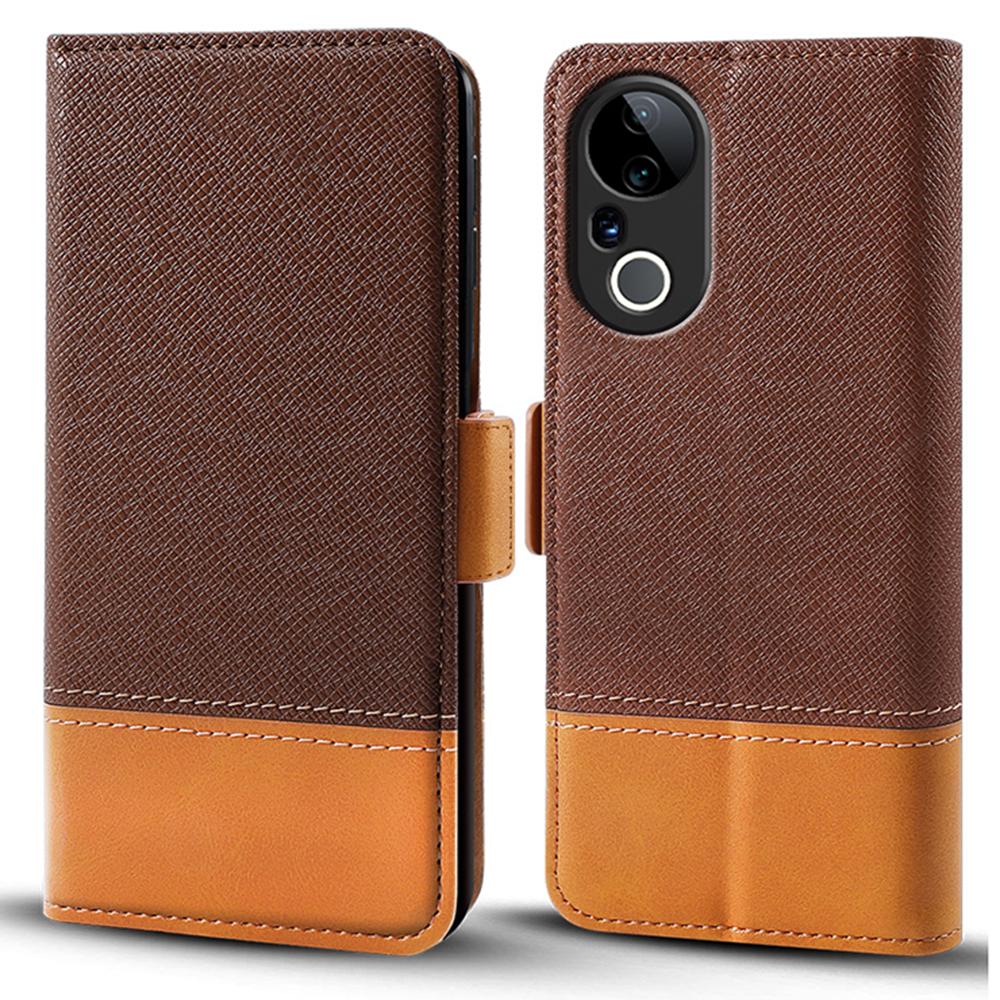 

Для Honor X9c Smart 5G/X60 5G Чехол Цветное сочетание Искусственная кожа Кошелек Чехол для телефона Brown