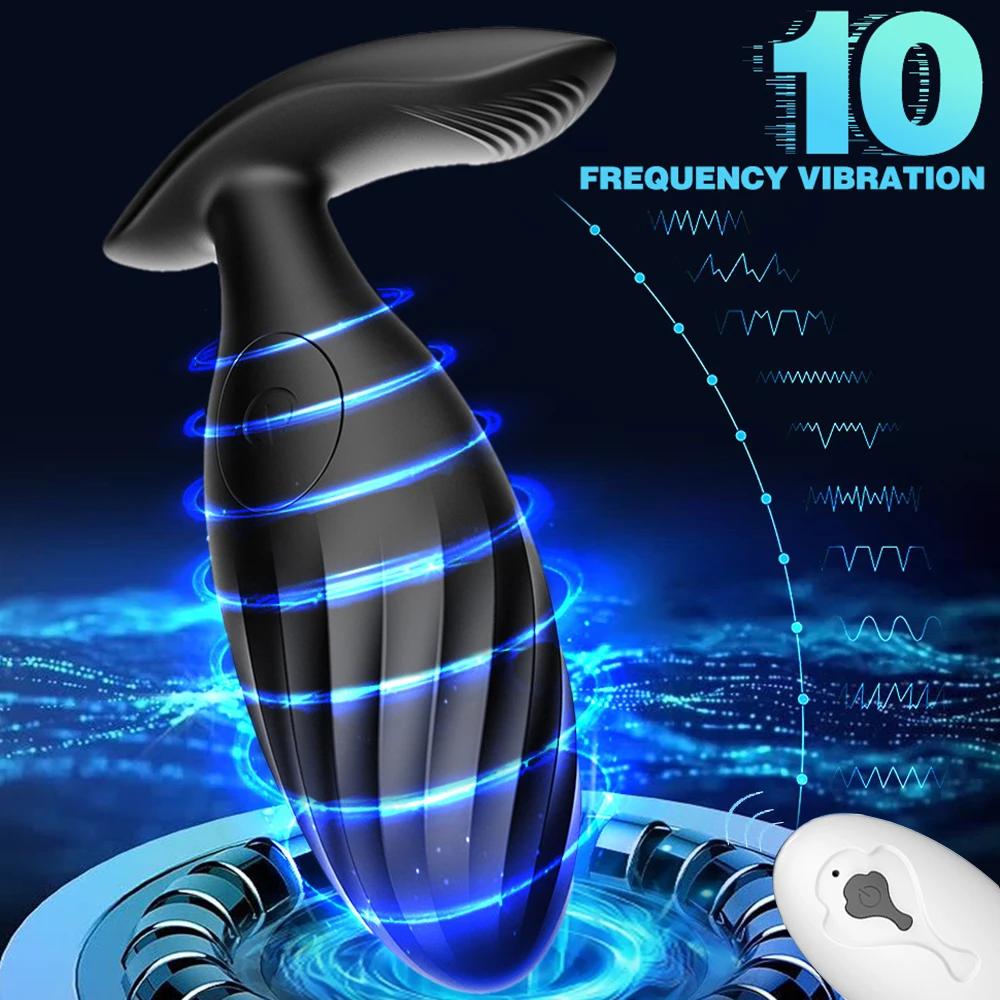 Vibrator 10 Speeds Anal Butt Plug Prostate Vibrating Massager Remote Control Female Masturbator Sex Toy for Women Men