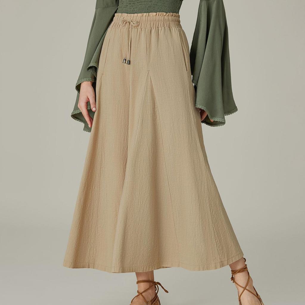 Women's Solid ColorDesign Pleated French Slit Dress Ladies Skirt