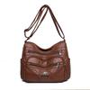 Women's Soft Leather Bag Middle-Aged Mother Crossbody Bag Large Capacity Multi-Pocket Commuter Shoulder Bag