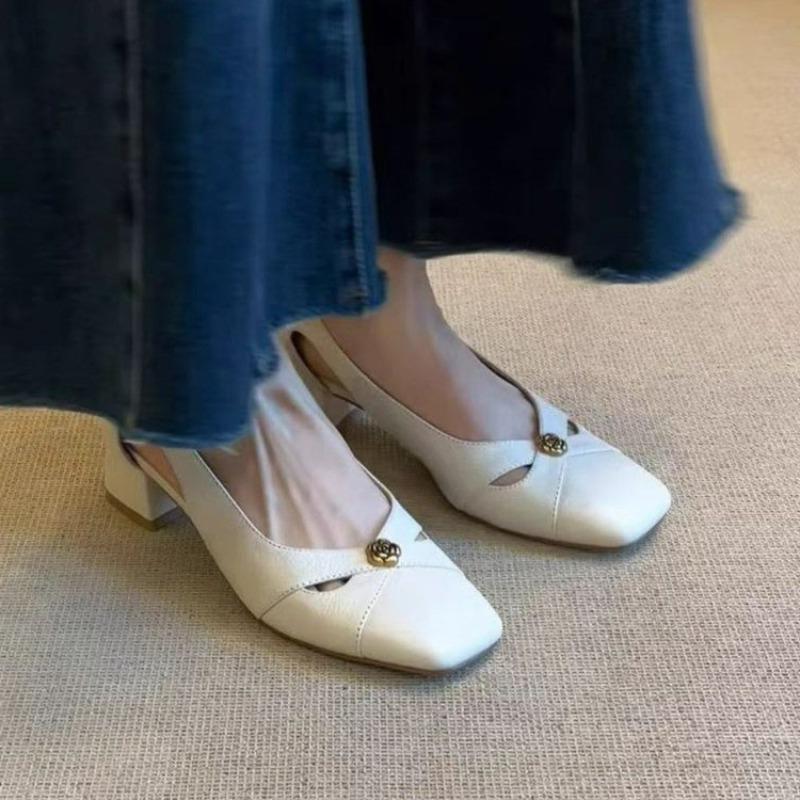 Fashion Large Size High Heels Comfort Shoes for Women 2025 Heels Square Toe Breathable Suit Female New Fashion Woman Shoes