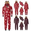 Weihnachts-Familien-Partner-Pyjama-Set Elch Schneeflocken-Druck Langarm Loungewear Ganzkörper-Jumpsuit für Weihnachtsfeiertage und Familientreffen