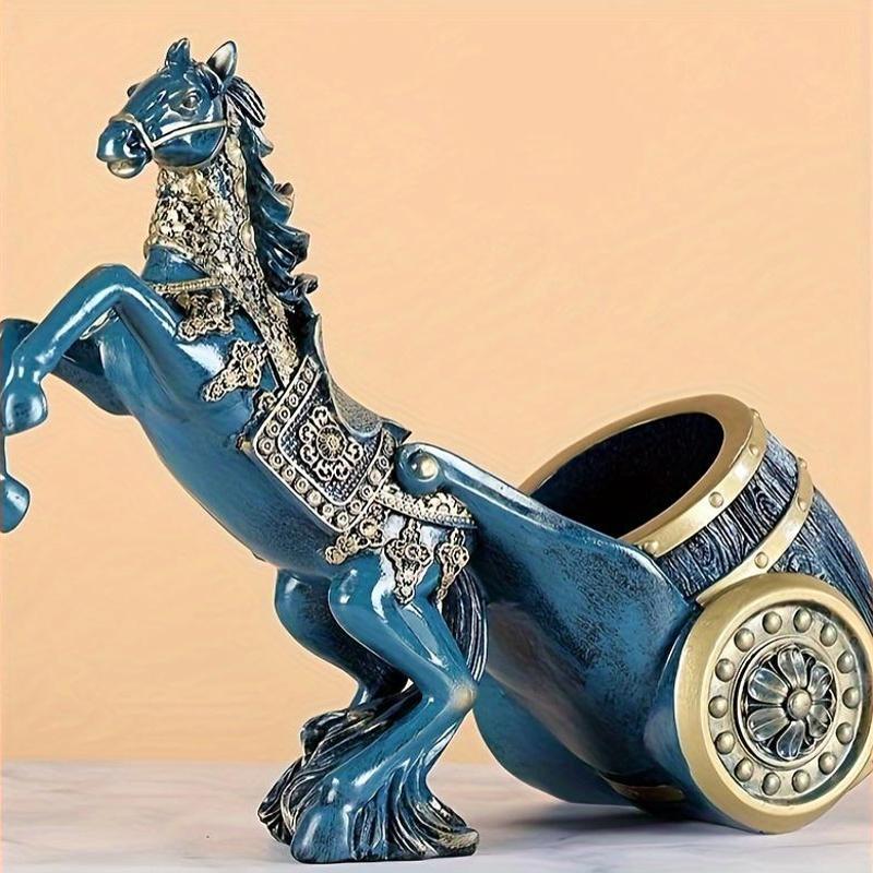 

Элегантная золотая подставка для вина в виде лошади, винтажный декор из смолы с акцентами из драгоценных камней, легкая роскошь в европейском стиле, винный декор, корзины-полки синий