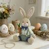 Handmade Rabbit Doll With Gentle Fabric And Wooden Stand Excellent Spring Festival Decors For Spring Themed incidents
