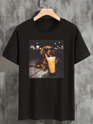 Dachshund Drinking Iced Coffee T-shirt