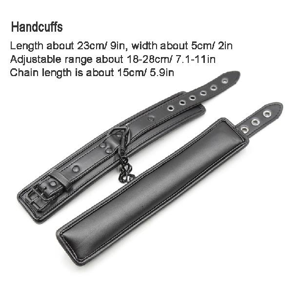 Black Leather Bdsm Bondage Set 3pcs Restraints Collars Ankle Cuff Handcuffs For Sex Bondage Set Sex Toys For Women