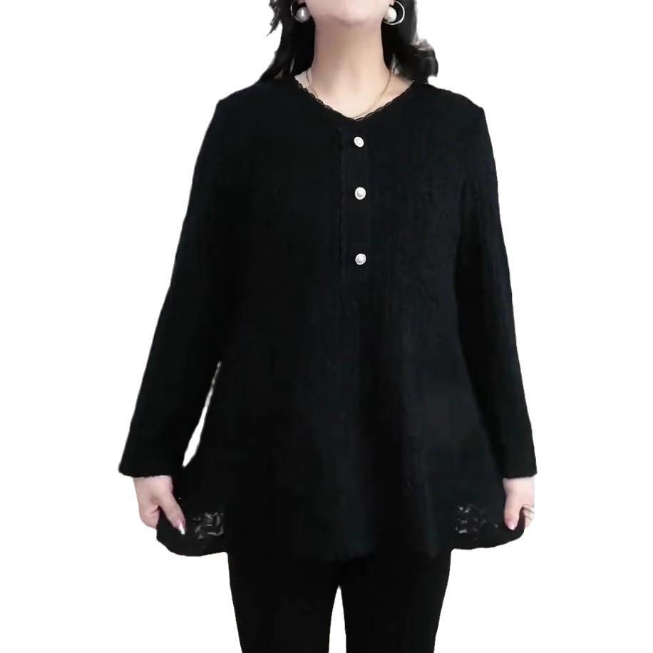 Spring Velvet Light Luxury Versatile T-shirt Sweater: Plus Size Elastic Top for Middle-aged Women