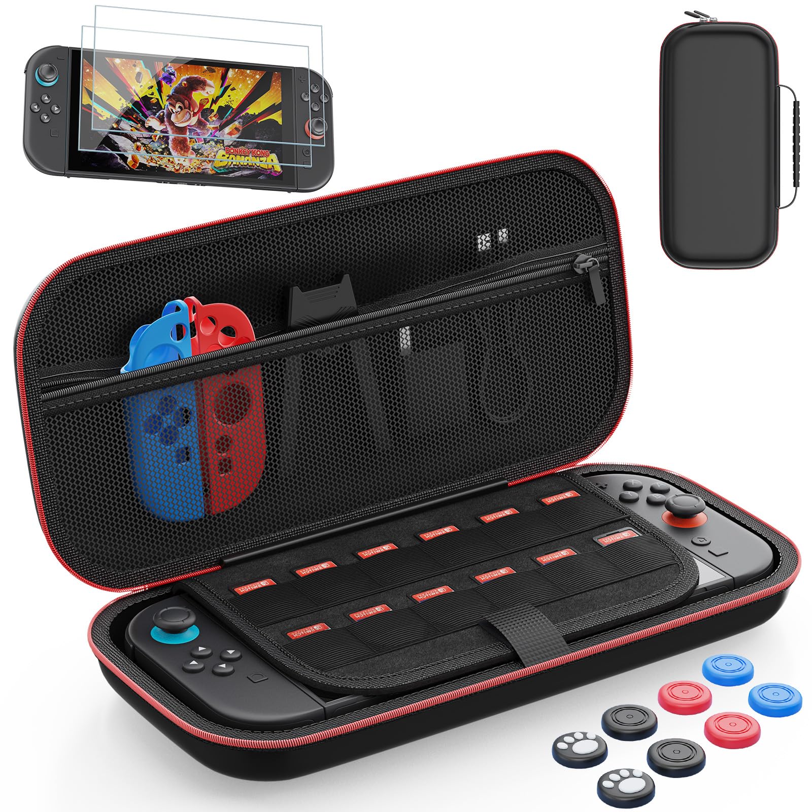 

Кейс для хранения Switch 2 2025 года Включает закаленную пленку и ручку EVA Жесткий Большой и подходит для и Черный (7,9-дюймовый экран), Крышка, Корпус, Вместимость,