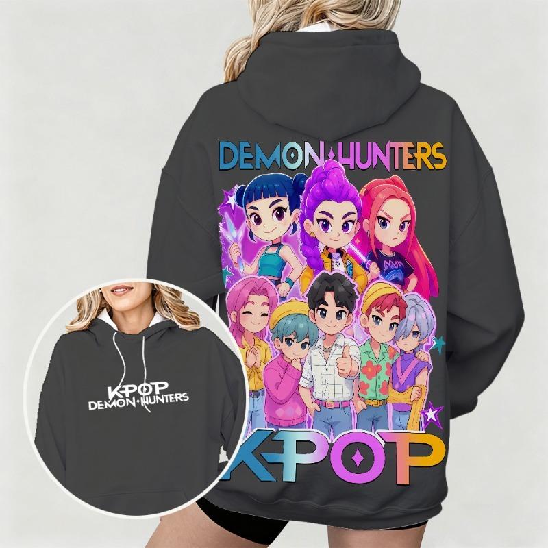 Spring And Autumn KPop Demon Hunters Women's Hoodie Colorful Anime Character Printed Street Wear Kids Fashion Hoodie Sweatshirt