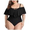 Women's One-Piece Plus Size Colour Ruffle Swimming Costume With Bbra Pad And No Steel Bra
