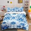 Blue Floral Pattern Background Print Bedding Set 1 Duvet Cover 2 Pillowcases for Adult and Children Luxury Gift Full Size
