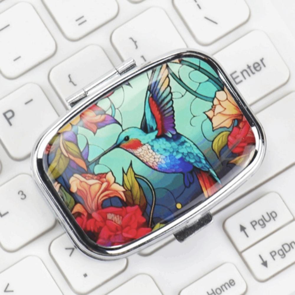 Recipient Portabil pentru Pastile Organizator Metalic pentru Medicamente Cutie pentru Pastile Colorată Drăguță pentru Poșetă Călătorie