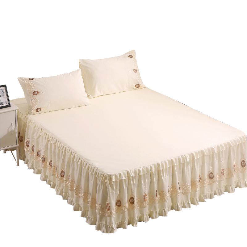 45cm Skirt Style Bedspread Ruffle Lace Exquisite Embroidery Bed Skirt Anti Slip Princess Bed Cover 1.5/1.8/2 M Bed Dust Cover