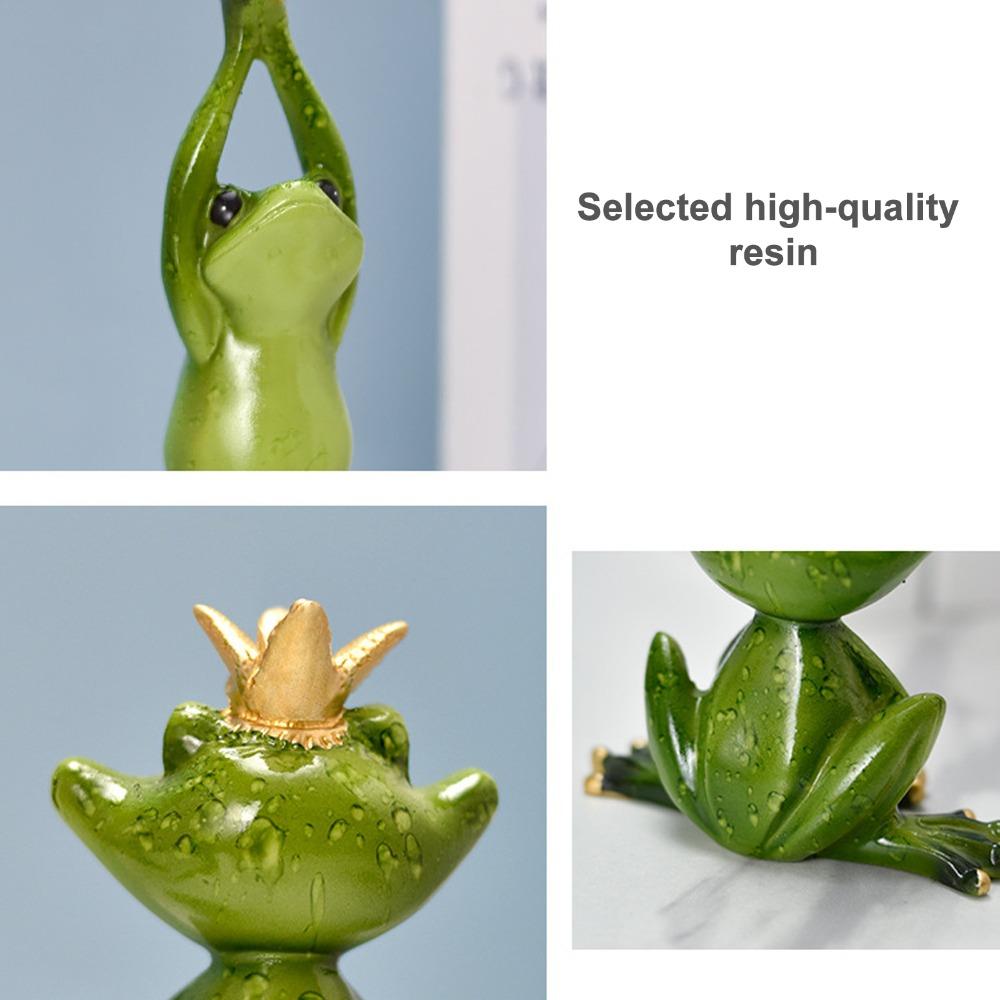 Four Optional Pose Designs Yoga Pose Amphibian Resin Figurine Bedroom Shelf Ornamental Piece Crown