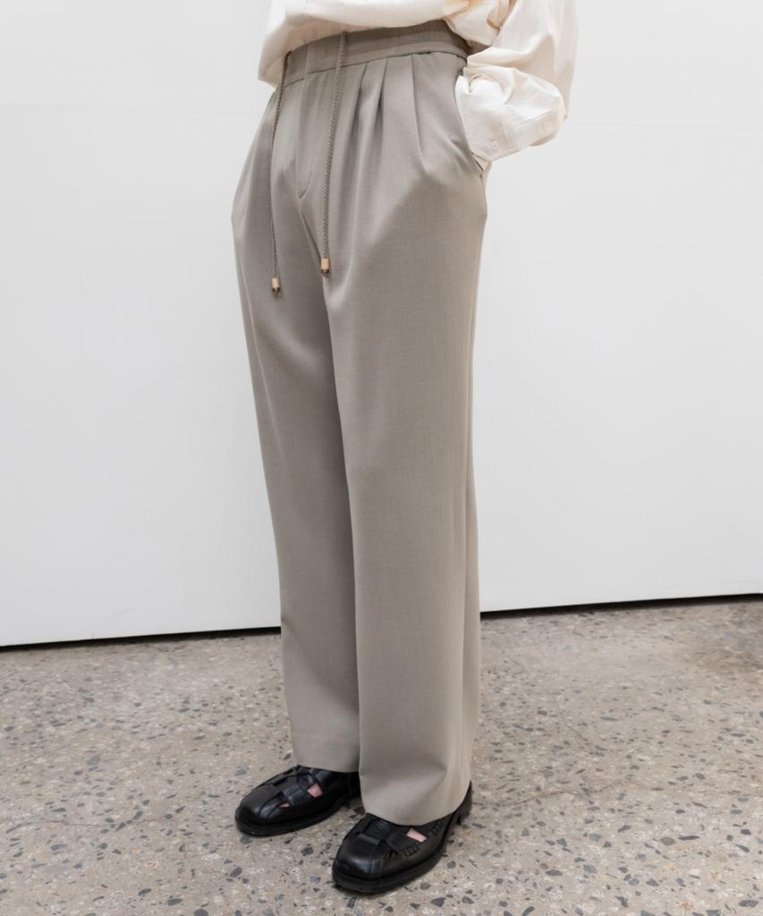 MINAV Supreme Three-Puck Elastic Waist Wide Pants [Dove]