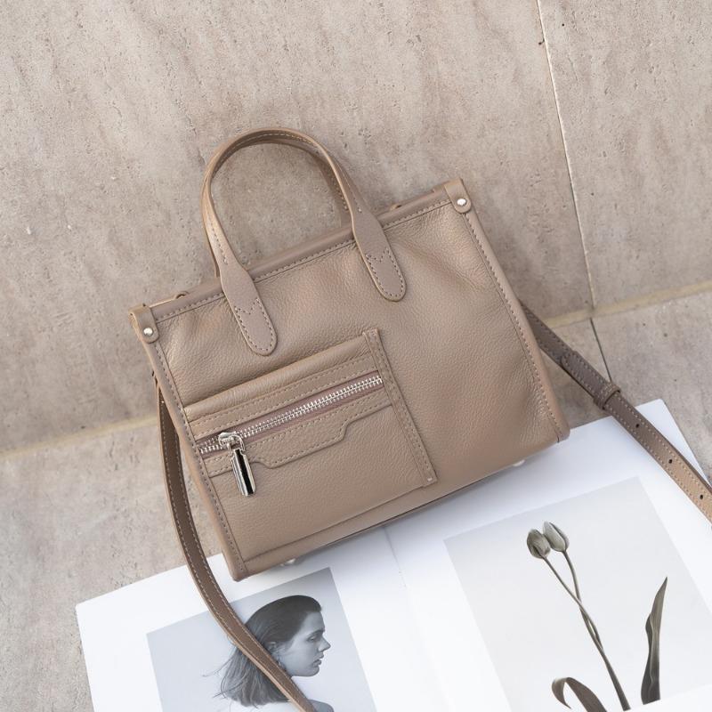 The First Layer of Cowhide Small Square Bag Women's Tote Bag Fashion Simple Women's Bag